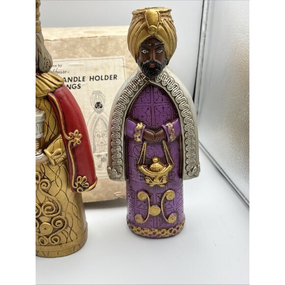 Vintage Creations by Manor House 11" Papier Mache Candle Holders Three Kings 3 - Picture 11 of 16